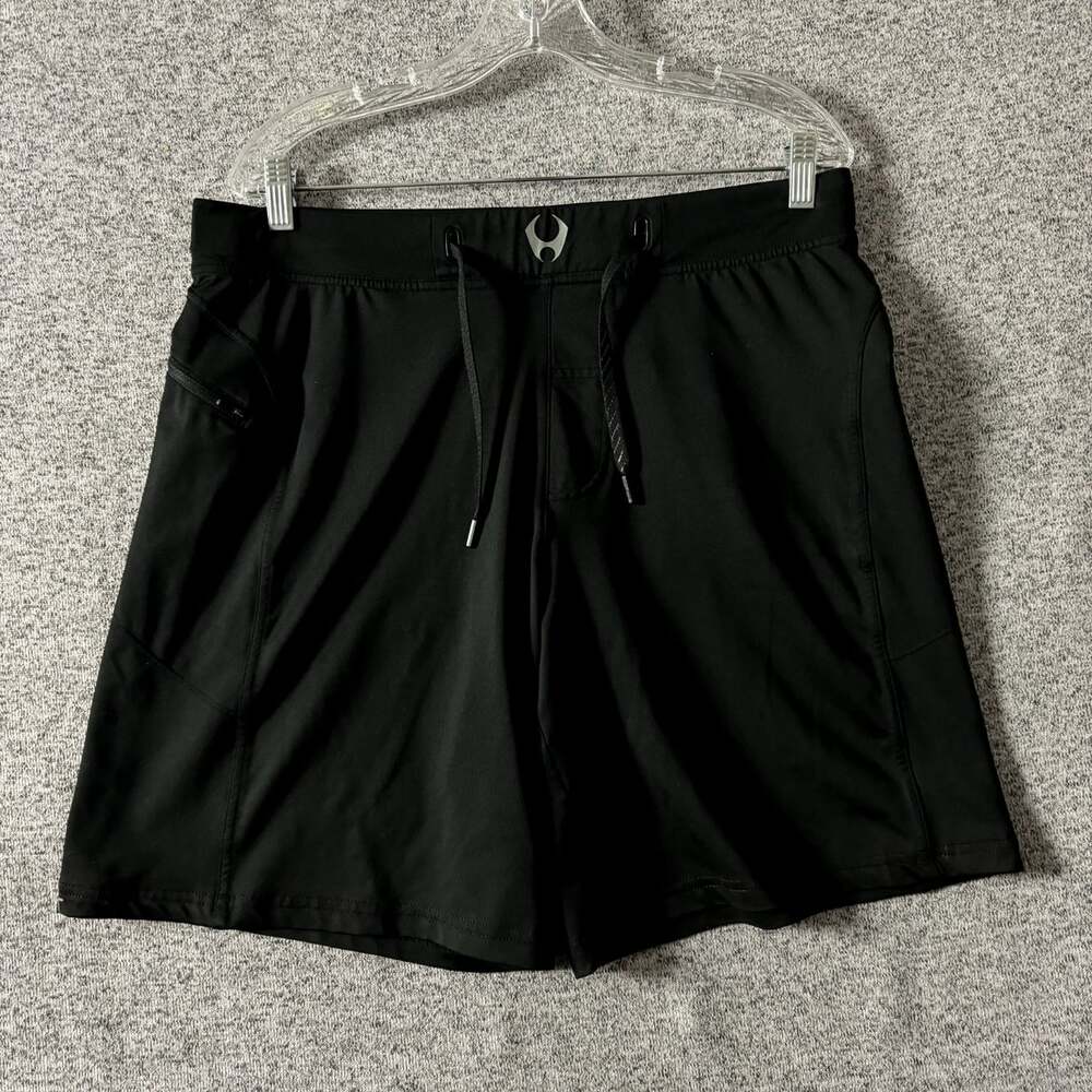 Hylete Men’s Size Large Long Black Polyester 8" Linerless Activewear Shorts